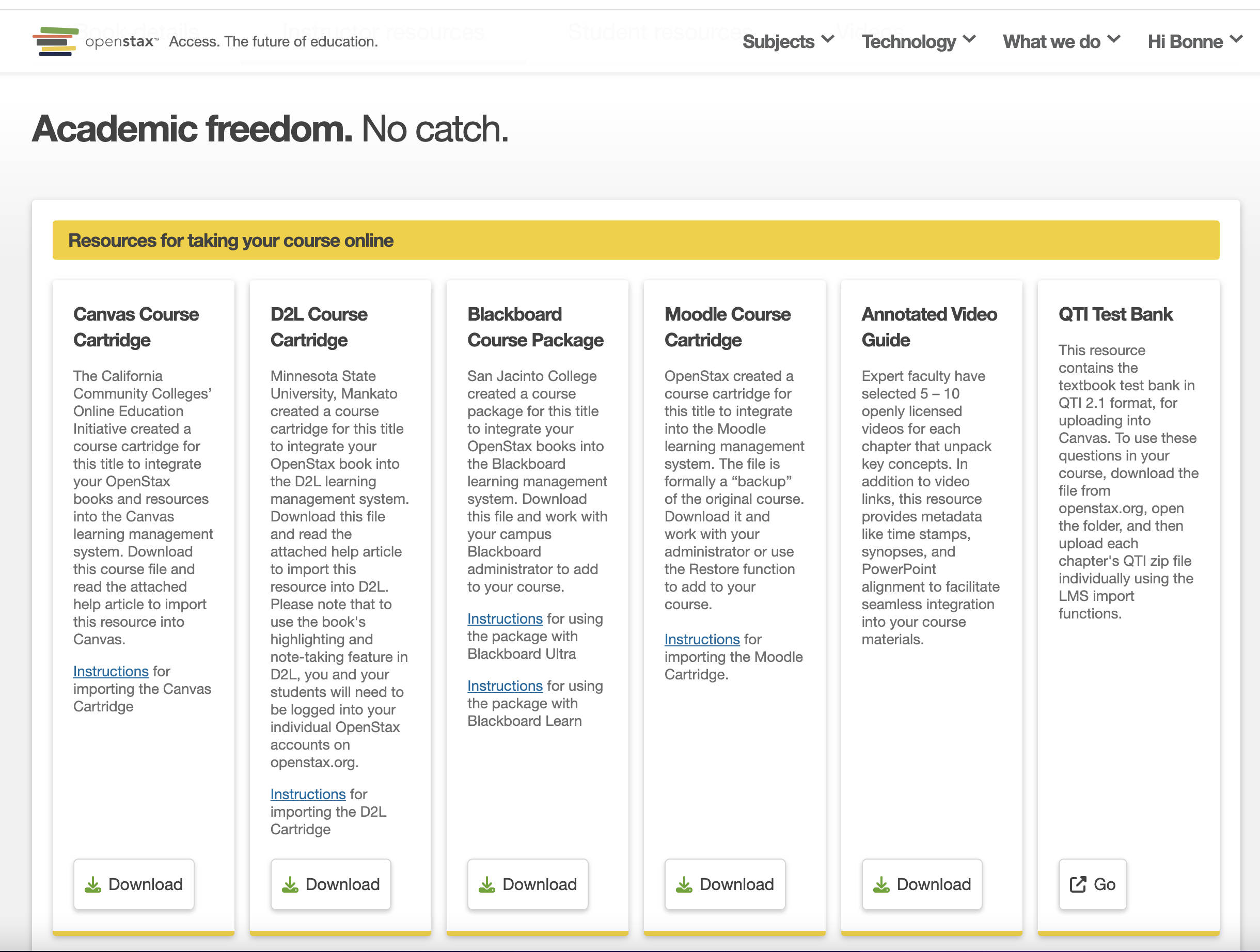 Downloading a Canvas Cartridge .imscc file from