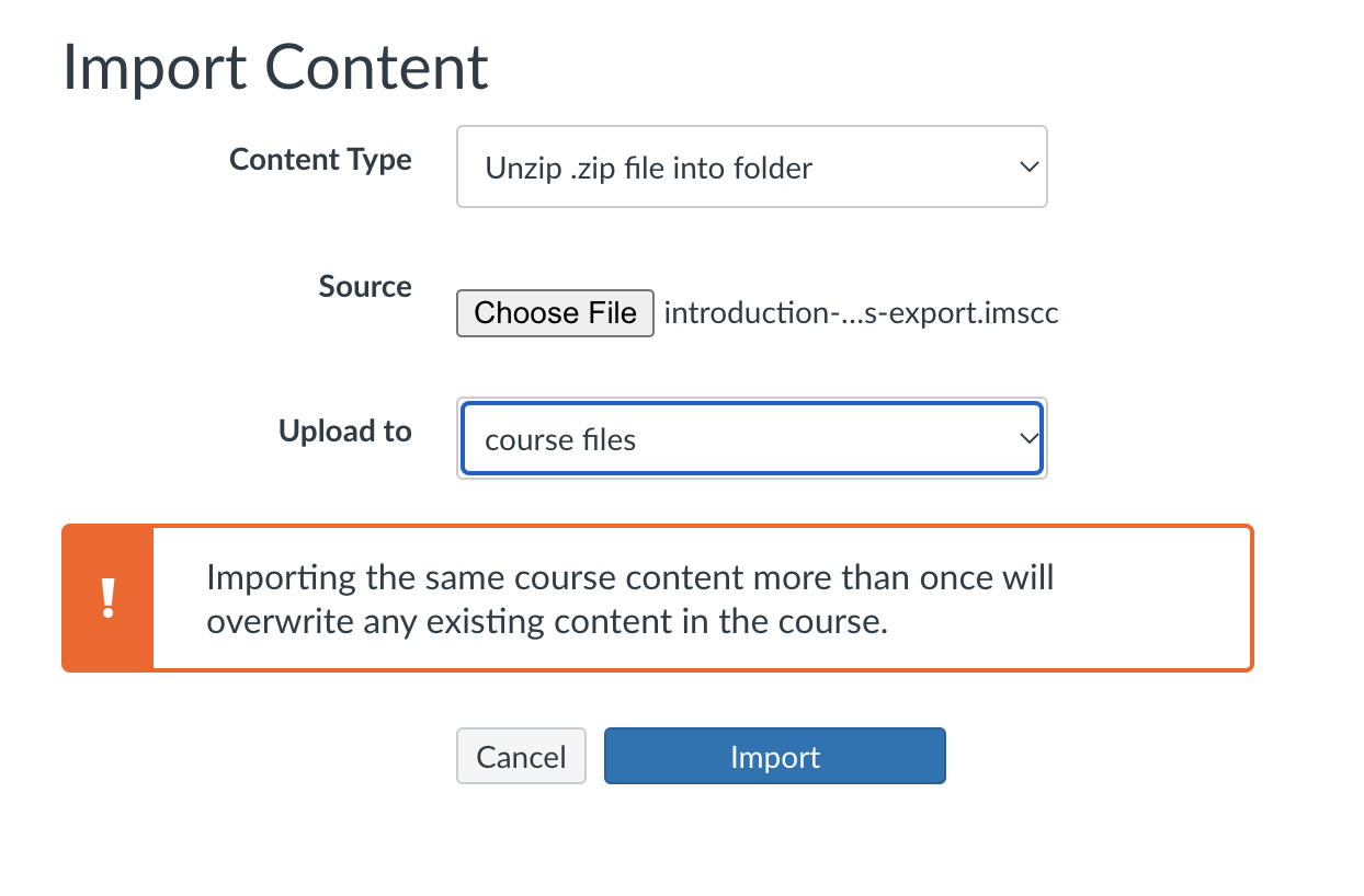 Downloading a Canvas Cartridge .imscc file from