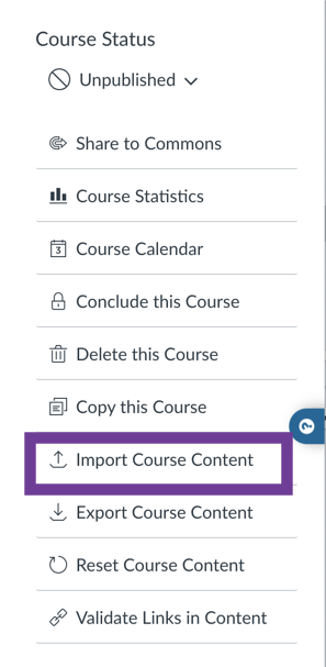 Import Course Content