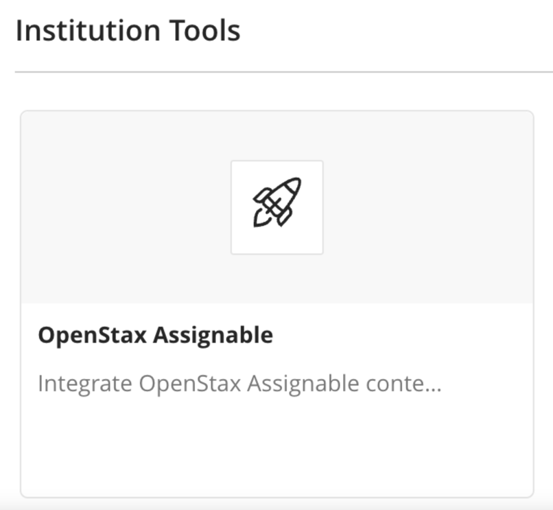 Content Market showing OpenStax Assignable listed under Institution Tools.