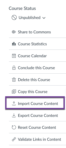 Settings in Canvas Course
