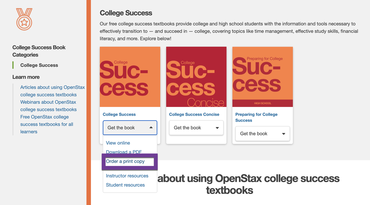 Order a print copy on the category page