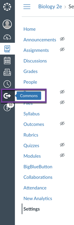 Click on the symbol for Commons in the toolbar on the left