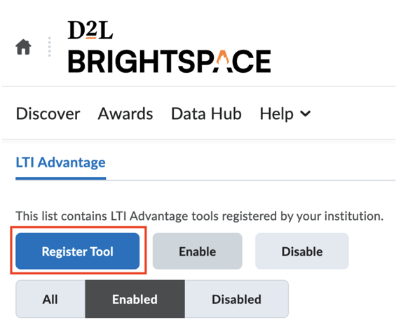 Manage Extensibility screen with the Register Tool button