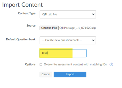 Question bank name text field.
