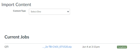 Current Jobs section showing a Completed status.