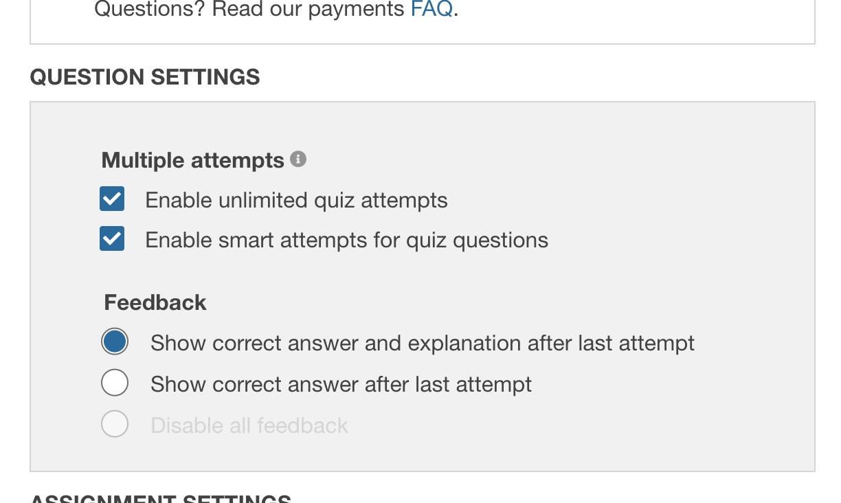 enable unlimited quiz attempts