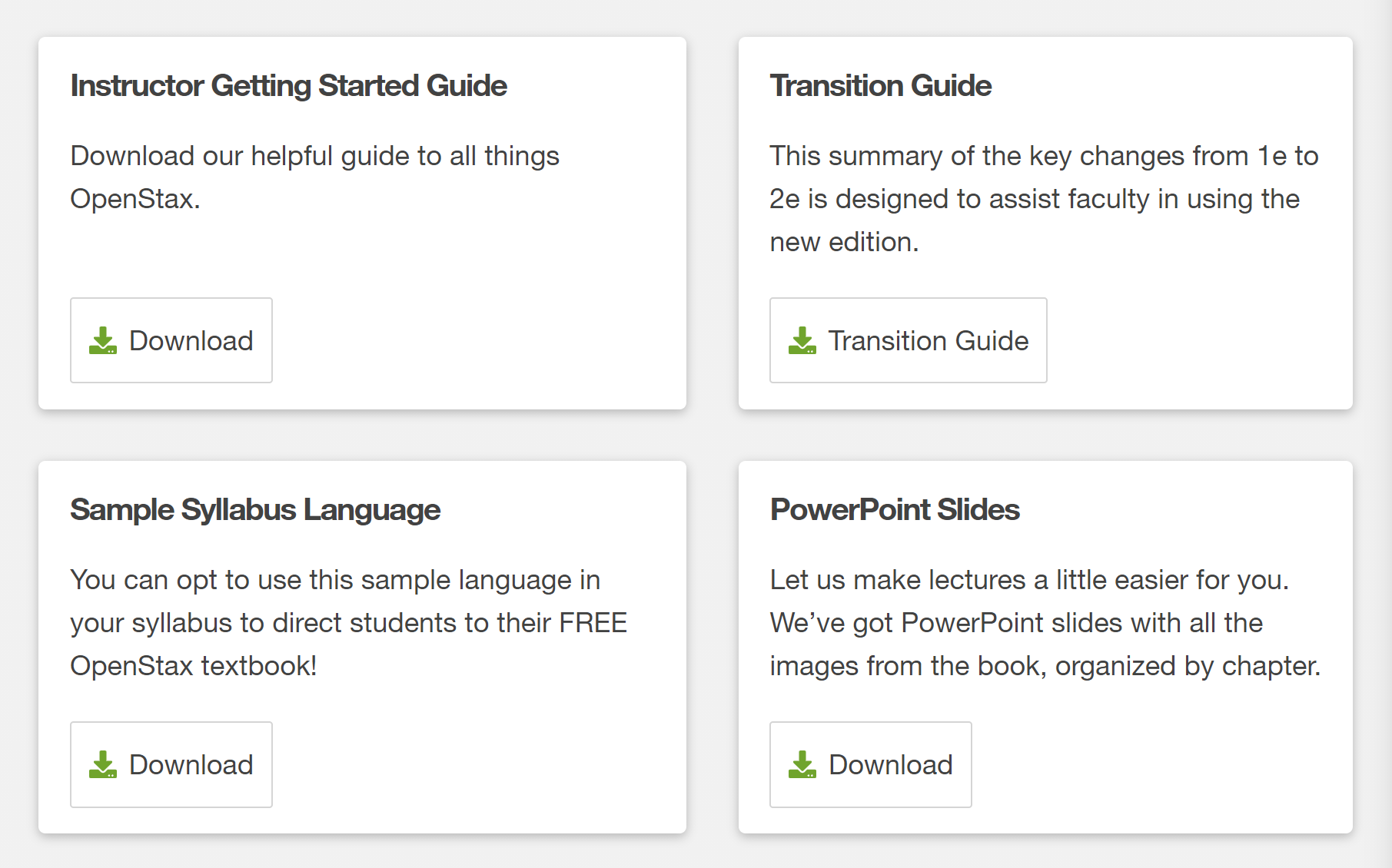 Instructor Resources page showing download access
