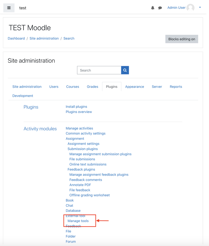 In the Plugins menu, click “Manage tools”