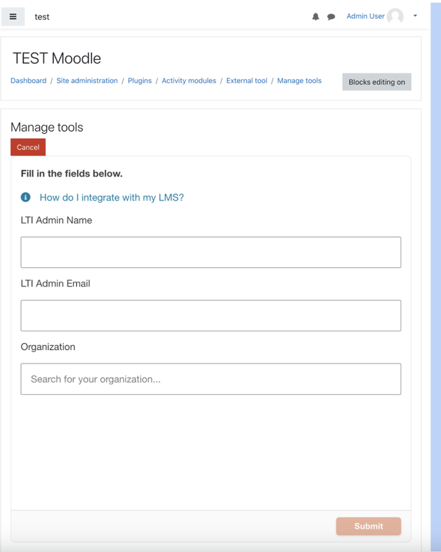fill in your name, email and organization and then click “Submit”