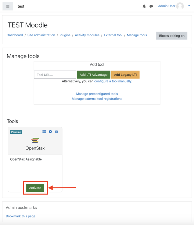 click “Activate” below the OpenStax tool