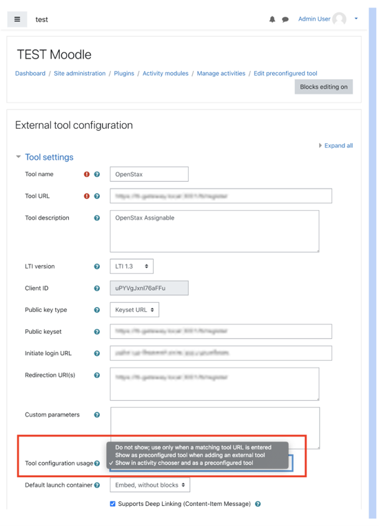 choose Show in activity chooser and as a preconfigured tool